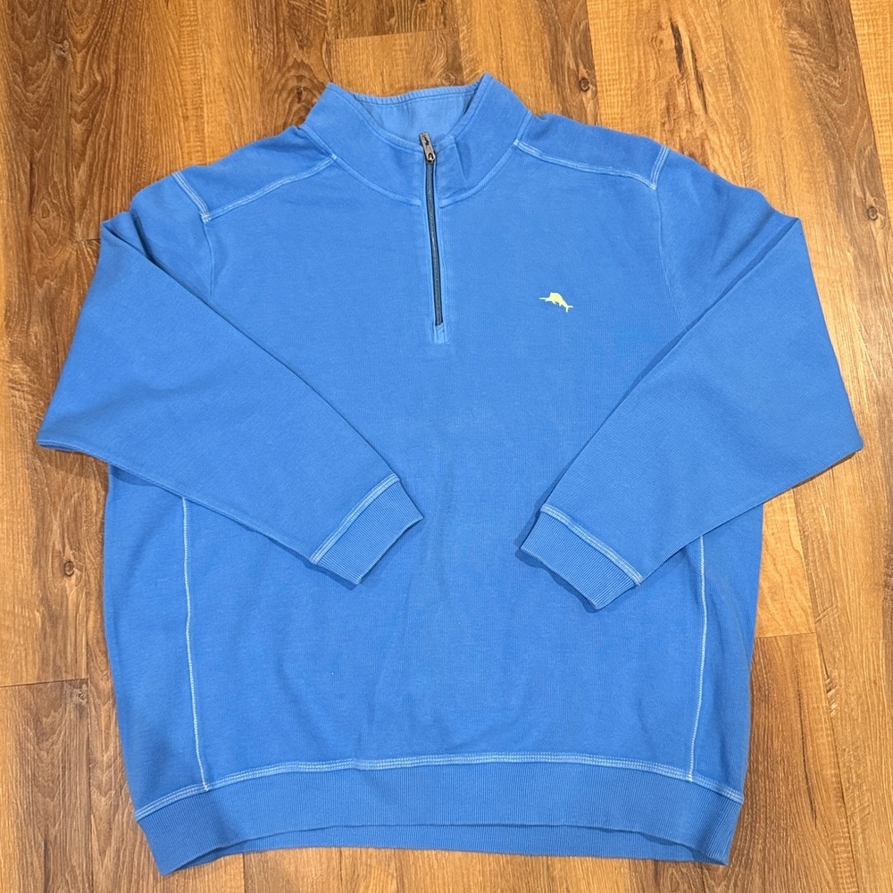 Tommy Bahama Mens Half Zip Pullover Sweater (Blue) (Size XXXL)(EUC)